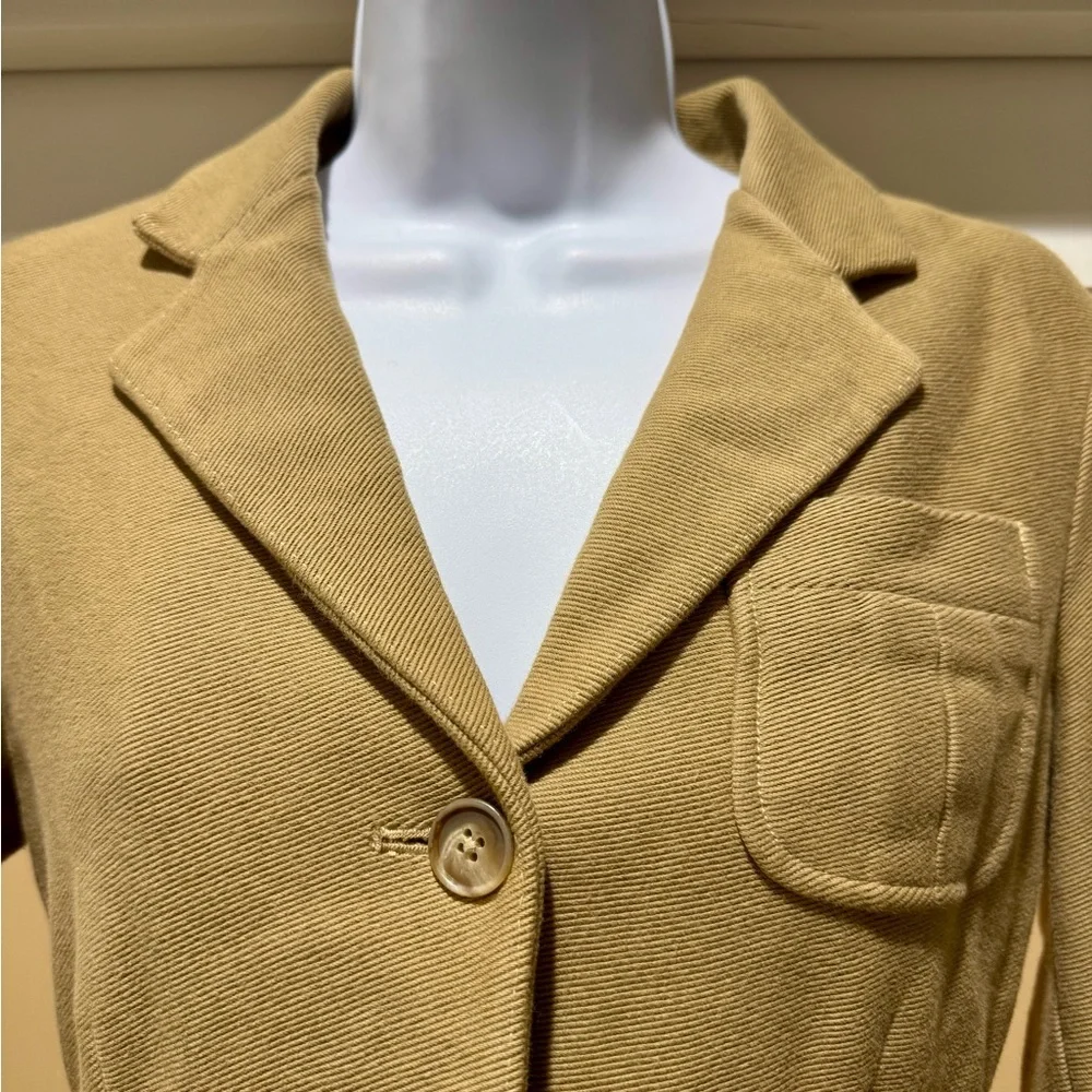 Ralph Lauren 100% Cotton Blazer Jacket Size 6 Tan Button Front Equestrian Style - Picture 4 of 17